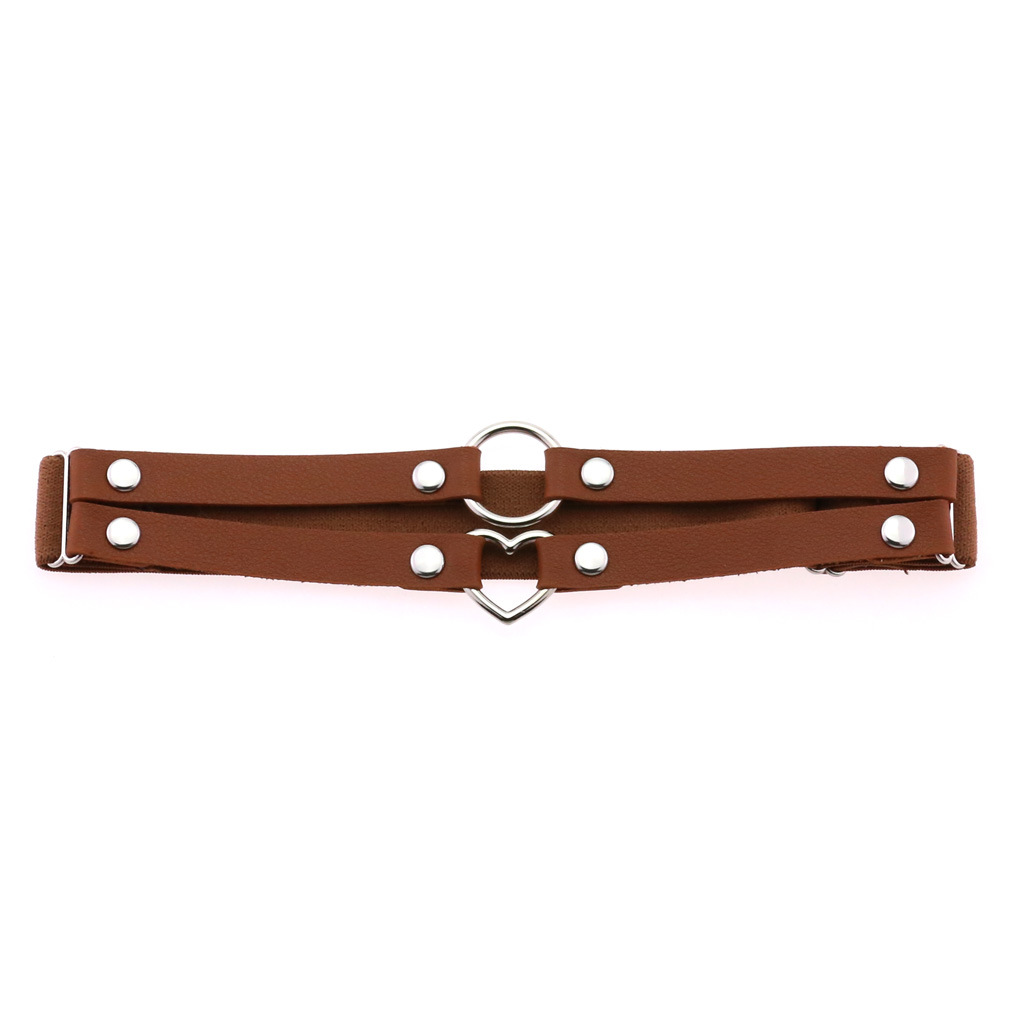 Picture of Cross-border personality temperament sexy punk style double-line ring leather thigh ring peach-shaped love-shaped elastic garter belt