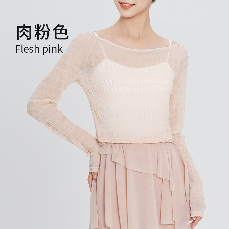 Picture of Ballet Practice Tops for Women, Adult Pile-Up Sleeves, Two-Wear Dance Clothes, Summer Short Teacher Training Body Suits