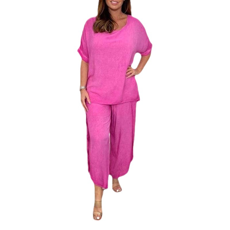 A Large Number of Spot 2024 New Independent Station Aliexpress European and American Cross-Border Export Pure Color Split Side Wide Leg Pants Suit