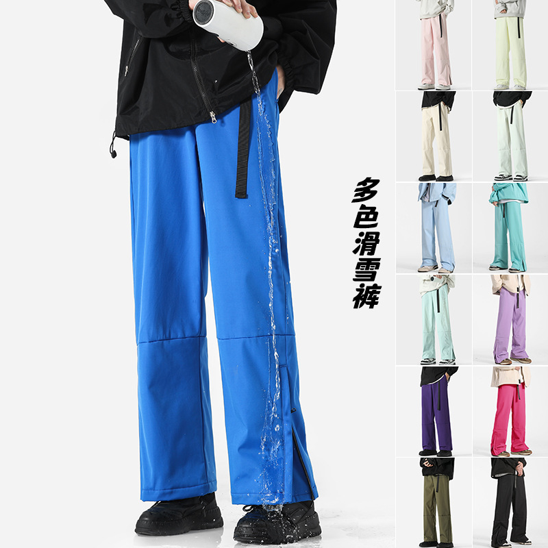 2025 Autumn and Winter Couple Dopamine Ski Pants Men's and Women's Velvet Warm Waterproof Mountaineering Pants
