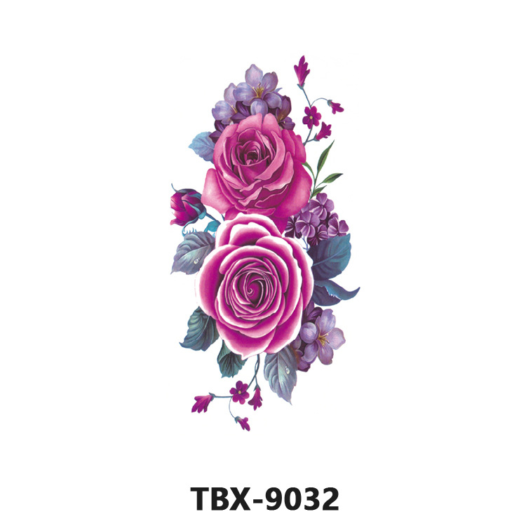 Picture of Waterproof sweat female flower tattoo stickers plant flower party sexy rose peony plum tattoo stickers tattoo