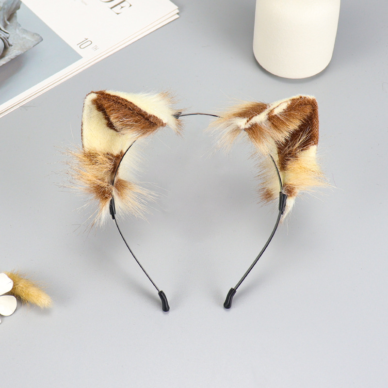 Halloween hand-made orange cat tabby cat cat cat ears hairband long hair cat tail Lolita animal ears animal tail accessories