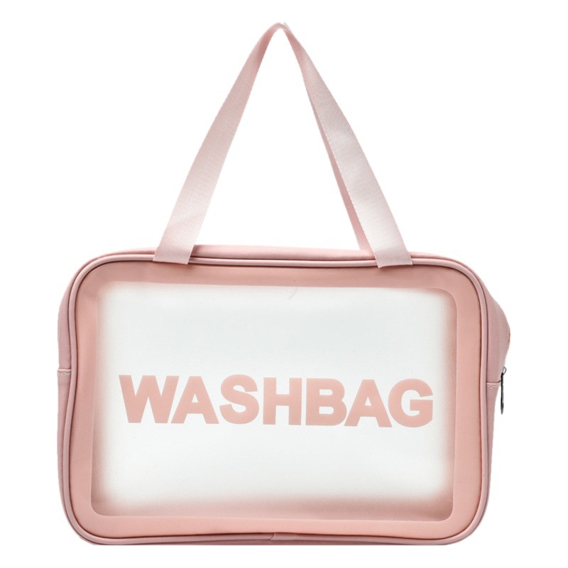 Picture of PVC Transparent Cosmetic Bag Simple Large Capacity Bath Bag PU Waterproof Portable Toiletry Bag Portable Travel Storage Bag