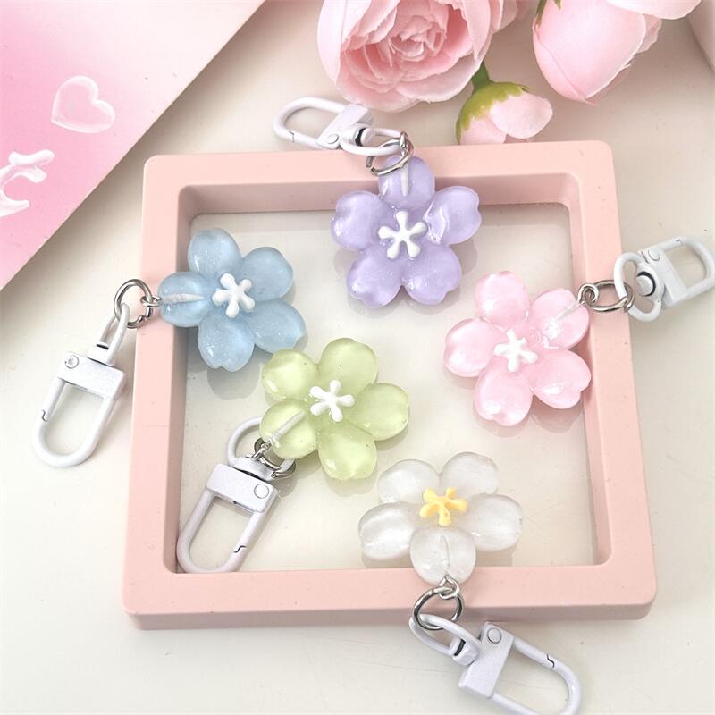 Cute Sweet Jelly Cherry Blossom Keychain Ins Best Friend Couple Gift Student Schoolbag Pendant Accessories All-match
