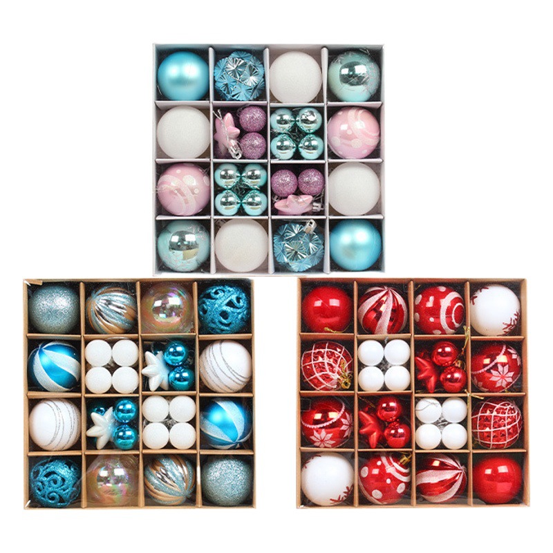 Zhuran Christmas Ball suit Christmas Tree Painting Ball Hanging Pendant Electroplated Ball Holiday Decoration Ball Mixed Gift Box