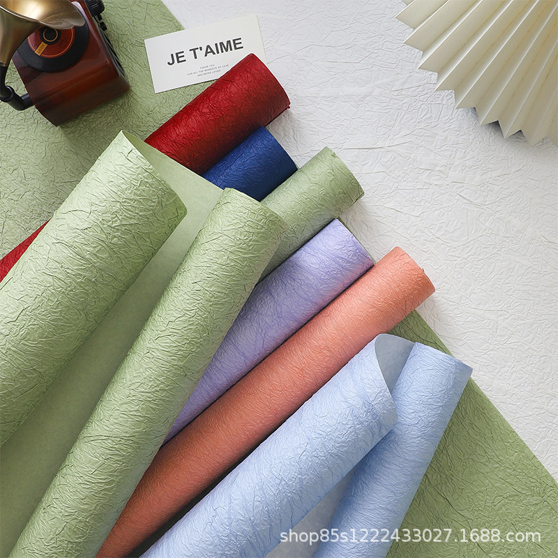 Zhuo fiber flower material roll stone paper texture art high-grade paper wrinkle bouquet material high-grade flower packaging paper