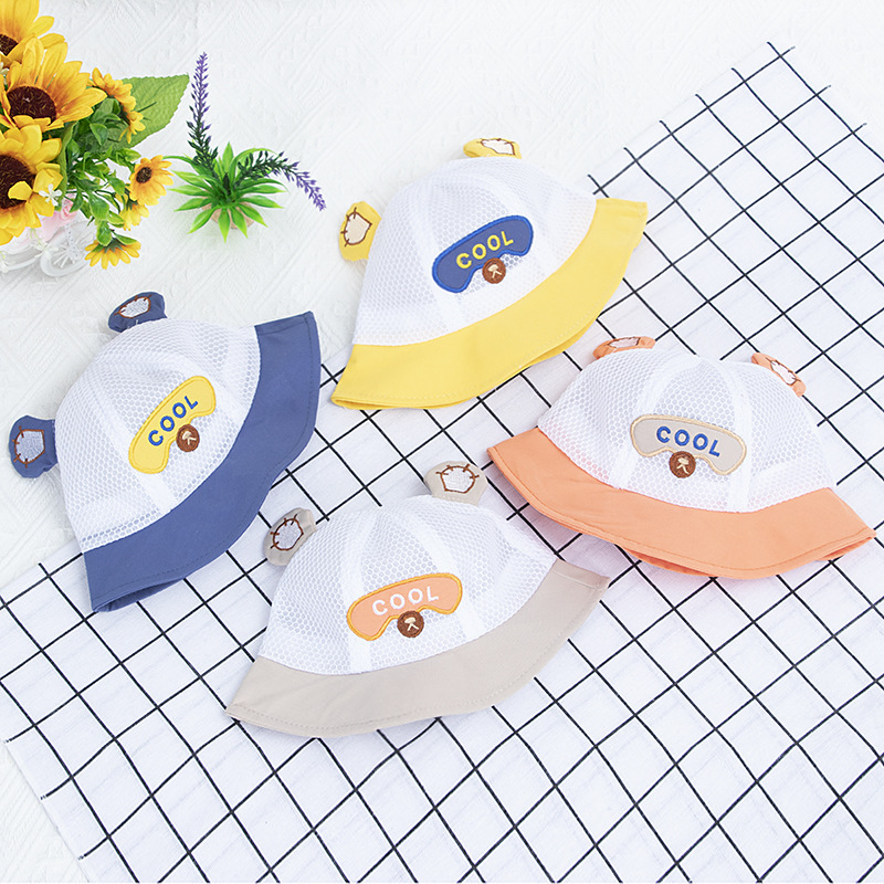 Picture of 0-2 years old baby New basin hat summer sunscreen breathable net hat travel sun hat mesh children fisherman hat