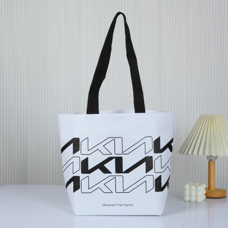 Big Brand Same Style Wholesale Woven Cloth Export Lixin Cloth Bag Coated Waterproof Handbag Rpet Bag Advertising Printing