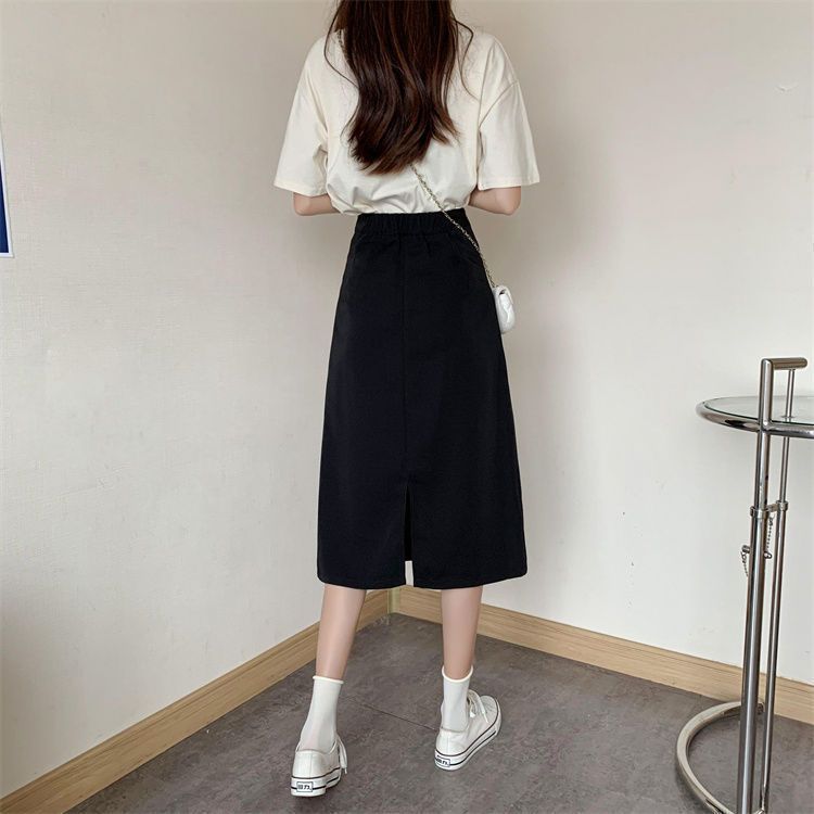 Women's Slimming Split Mid-length Half-length Skirt Spring and Summer Belly Covering Slimming Western Style Post-plus size 20 New Fat mm22