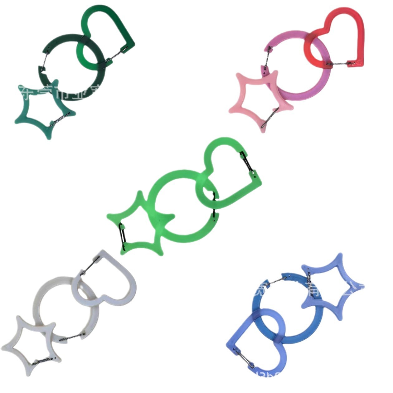 Picture of Japanese dopamine color love star round ring buckle key chain pendant buckle combination cute