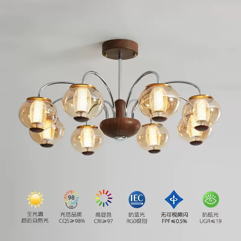 French Middle Ancient Living Room Chandelier vintage Vintage Dining Room Walnut Color Study Bedroom Designer Room Light