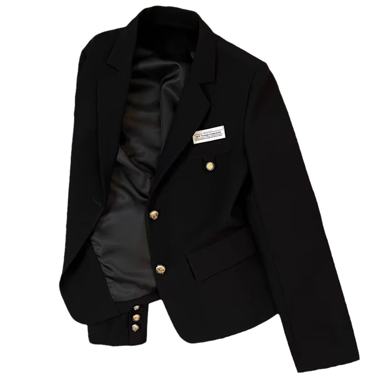 Picture of Black Short Suit Jacket Female Petite 2024 Autumn New Design Sense College Style Casual Street Suit
