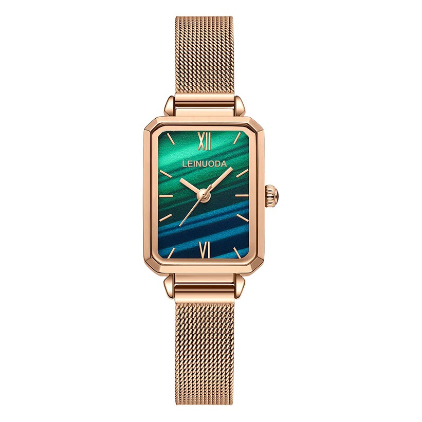 2023 Source Manufacturer Small Green Watch with a High-End Feel, Alloy Decoration, Simple and Stylish, Waterproof Women's Gold Watch