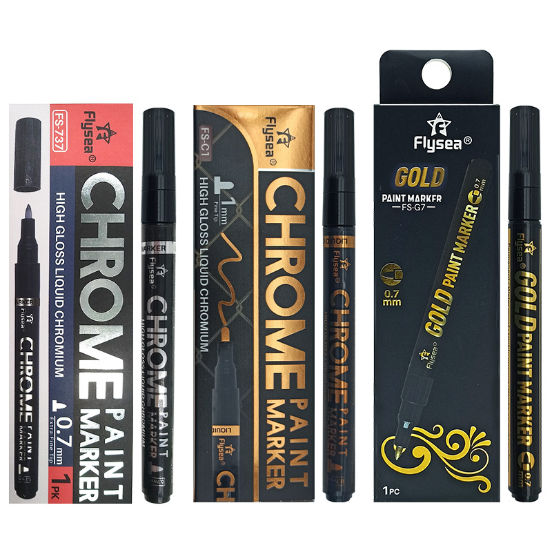 Amazon Hot Sale Model Mirror Pen Gold Silver Copper Color Repair Paint Marker CHOME Chrome Plated High Glow Pen