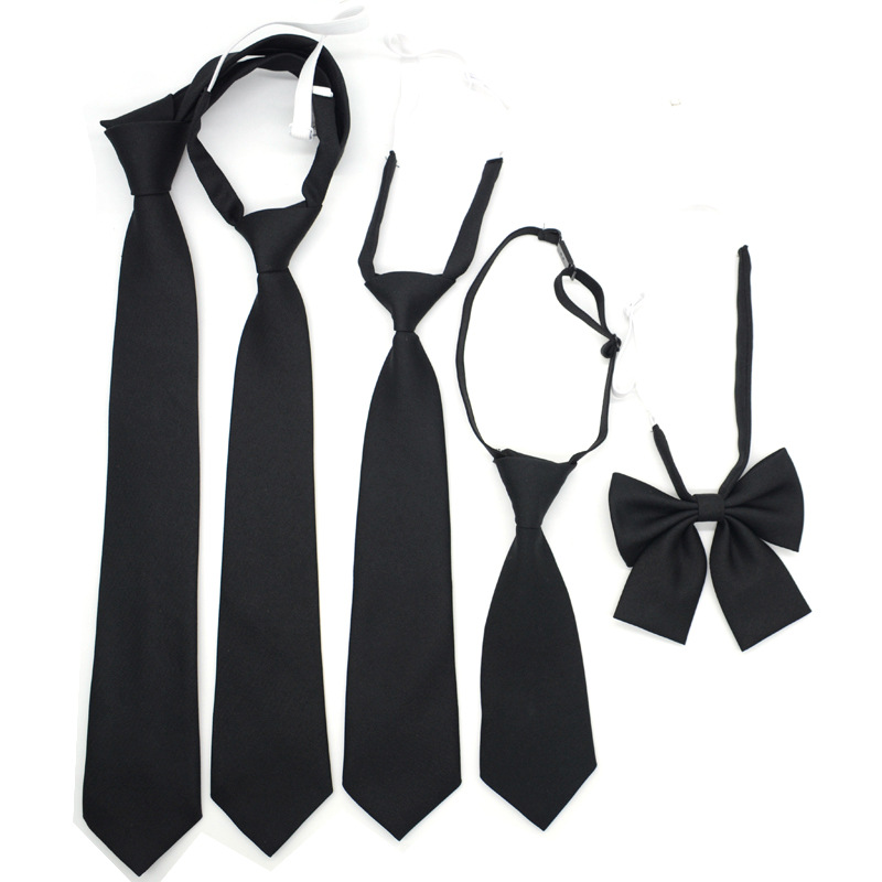 Picture of Jk Tie Female K-Style Japanese Style Preppy Style Black 7cm Hand-Tied School Uniform Uniform Knot-Free Short Student Trend