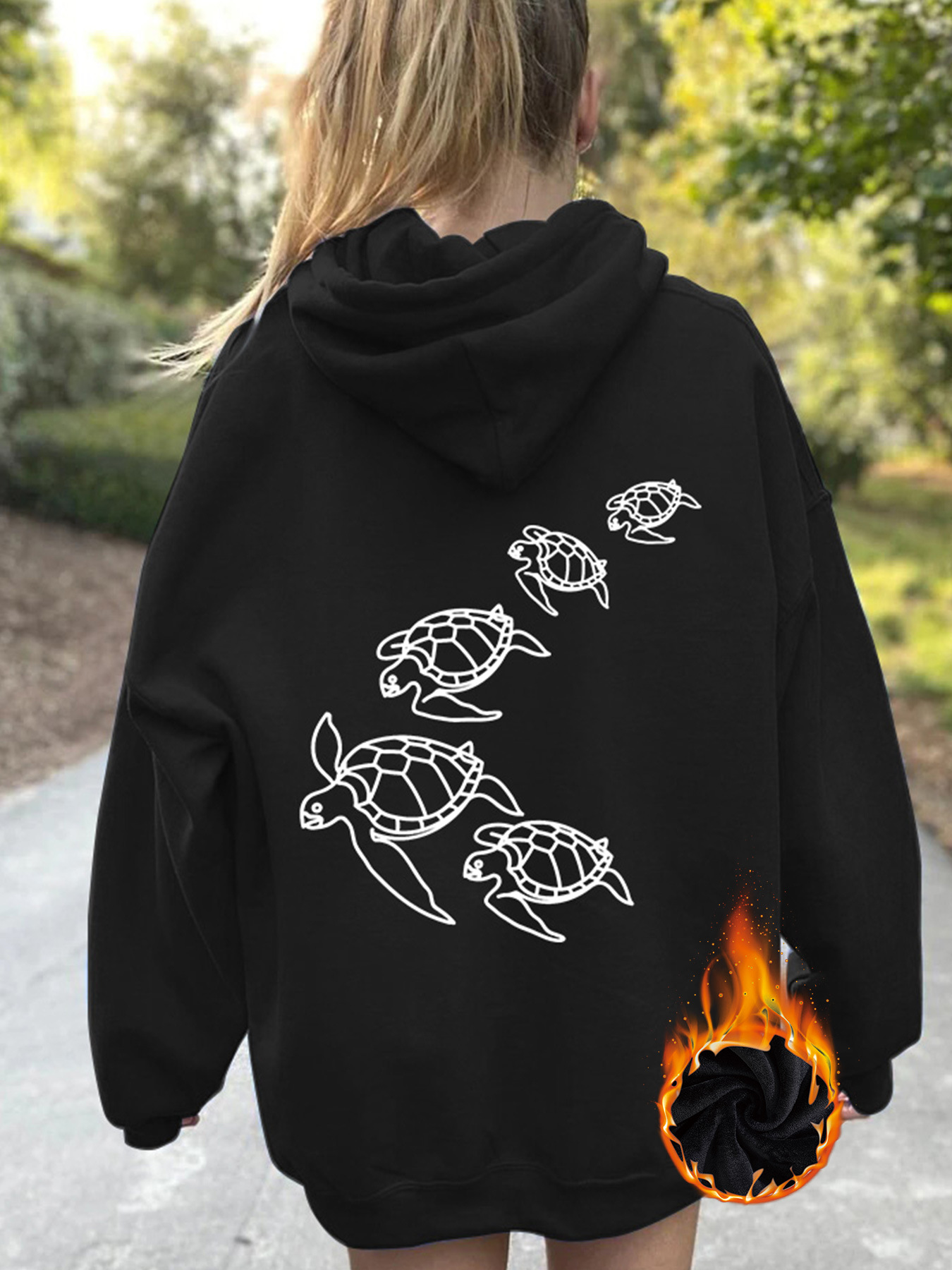 European and American eBay Independent Station Sweater Women's Autumn and Winter fleece-lined Hooded Sweater in stock Turtle All-match Casual Women's Long-sleeved Shirt