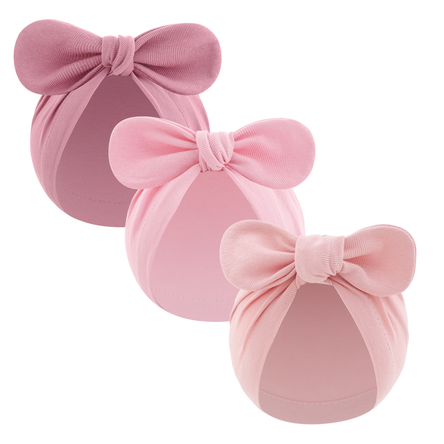 Picture of New children's solid color turtle cap baby Indian cap baby ball knotted cap ins Europe and America wholesale rabbit ear cap