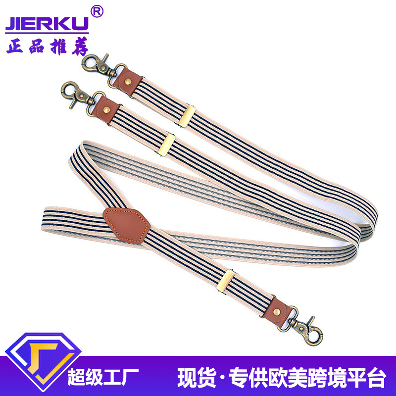 Cross-border Source adult three clip Y-shaped hook buckle strap unisex elastic pants suspenders in stock