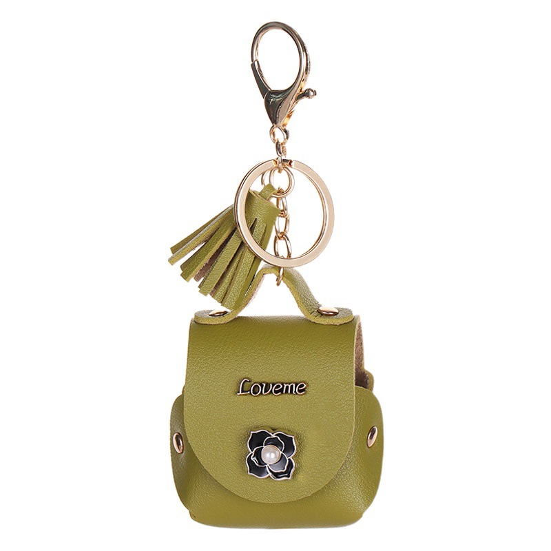 Cross-border imitation leather Bluetooth headset bag keychain multi-color Bluetooth headset leather case storage bag holiday gift in stock