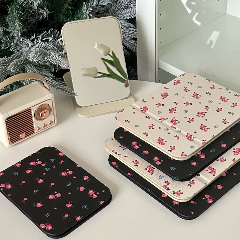 Girl's heartbreak flower folding mirror cosmetic mirror portable travel student dormitory dressing table-style stand-up small mirror