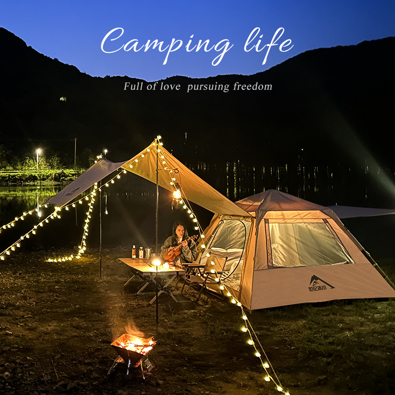 Picture of Tent Outdoor 3-4 Person Portable Foldableing Canopy Two-In-One Fully Automatic Camping Style Camping Style Equipment Sun Protection
