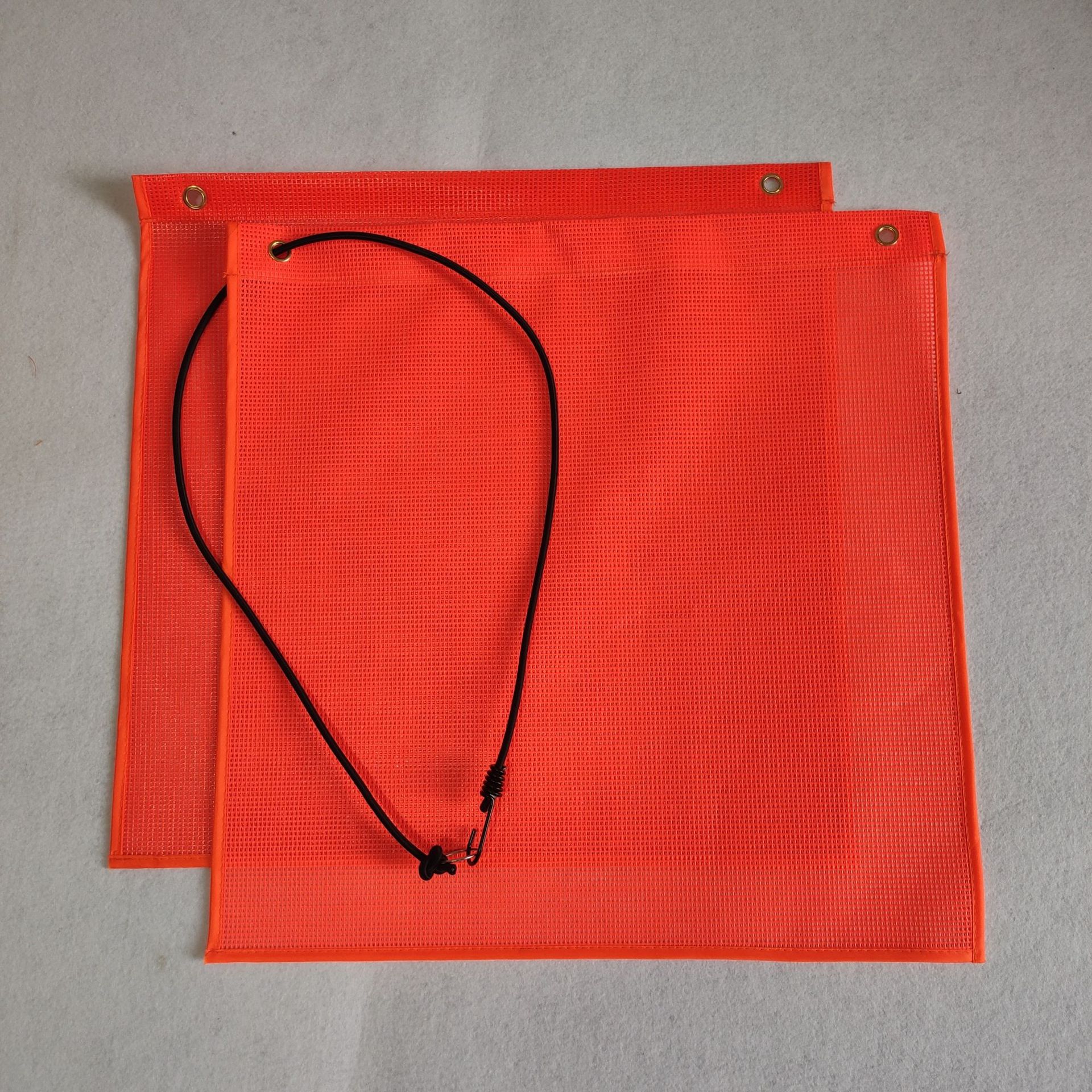 Picture of Customized Fluorescent Orange Safety Flag Pvc Mesh Cloth Warning Flag Signal Flag for Road Traffic 18x18inch