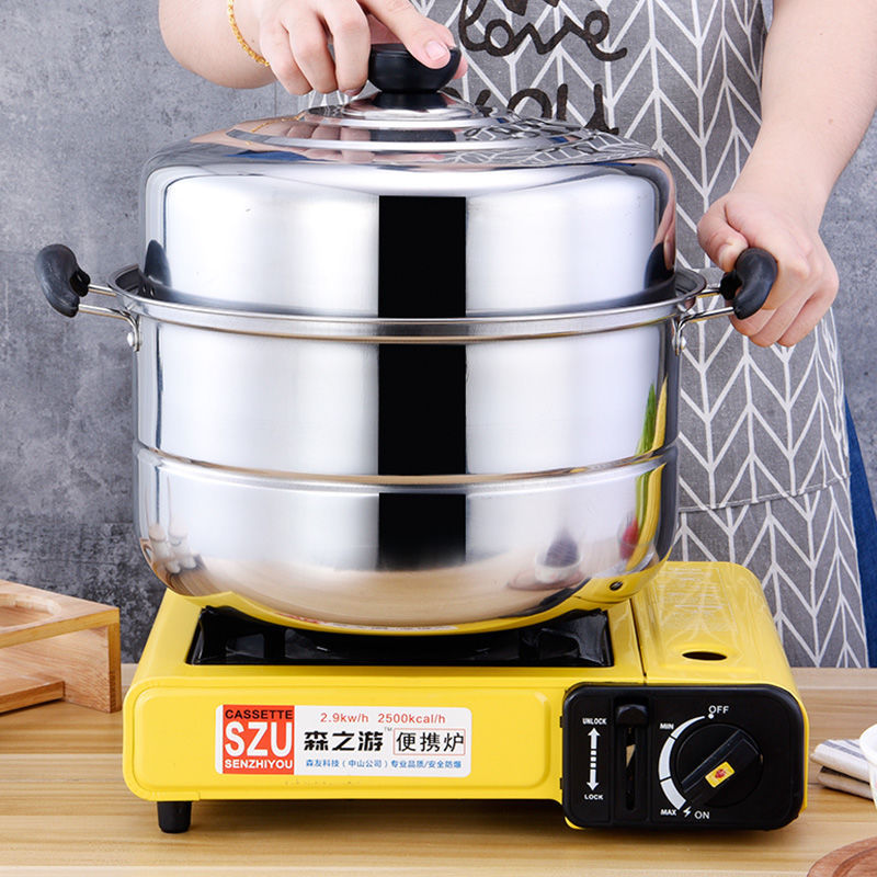 Picture of 30cm High-rise Stainless Steel Steamer Three-layer Thickened Induction Cooker Gas Cooker Steamed Bread Steamer Household Large Pot