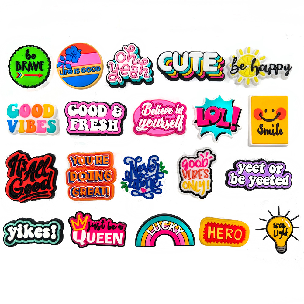 20 suit Cartoon Inspirational Phrase Cave Shoes Flower Decorative Buckle Personality DIY Student Garden Shoe Buckle Accessories