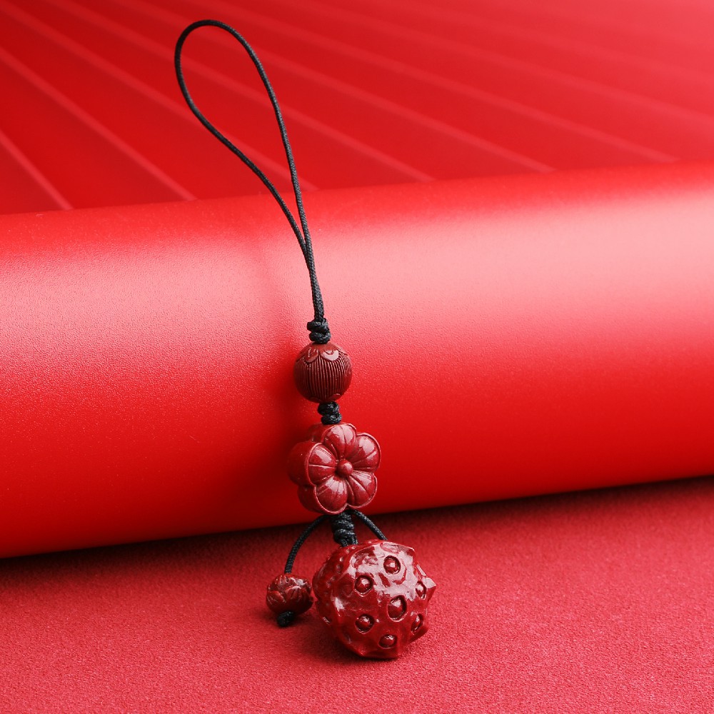 High content purple gold sand four-leaf clover lotus seed mobile phone chain Fidelity purple cinnabar mobile phone pendant lanyard pendant