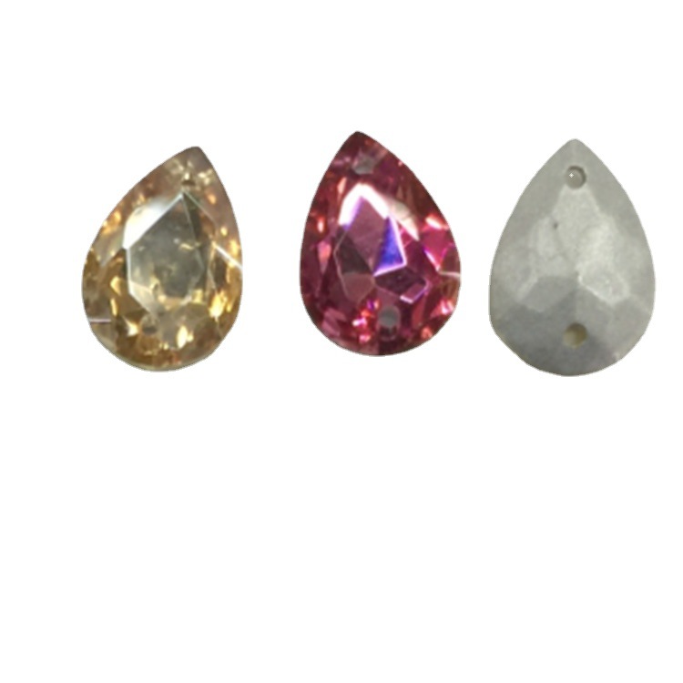 Picture of Factory wholesale 18*25 water drop double hole glass wedding dress diamond diy hair accessories shoes accessories beads in stock