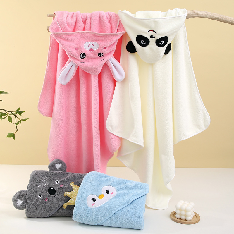Coral fleece cartoon quilt children's hooded bath towel baby bag bath towel baby blanket soft absorbent bag single