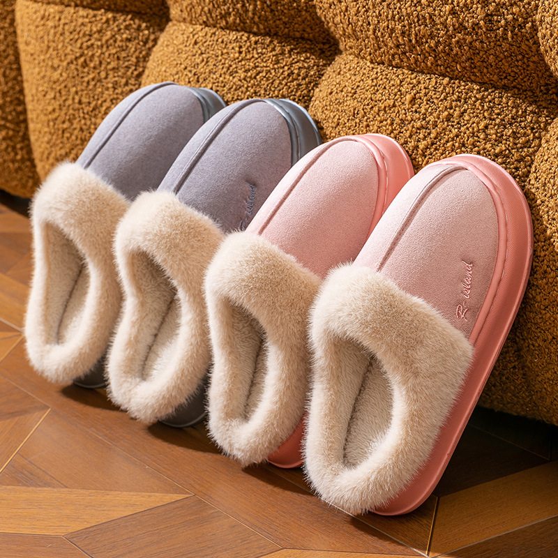 Women's cotton slippers for autumn and winter, indoor home warmth, plush thick-soled non-slip home couple's cotton slippers, men's winter slippers