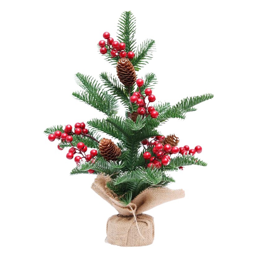 Amazon Christmas Decorations 42cm Pinecone Cherry Spray Snow Mini Christmas Tree Shopping Mall Window Pendant