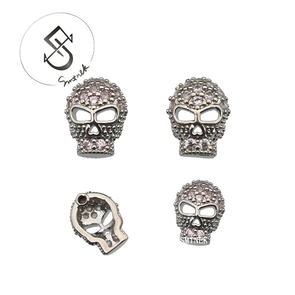 SMTNEK copper material multicolor zircon inlay retro skull mask lip stud earring piercing jewelry