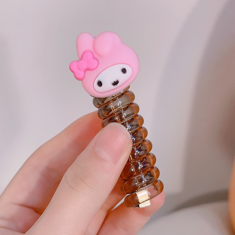Picture of Children's coil telephone line hair band female high ponytail does not hurt hair hair rope high elastic durable rubber band Braid artifact