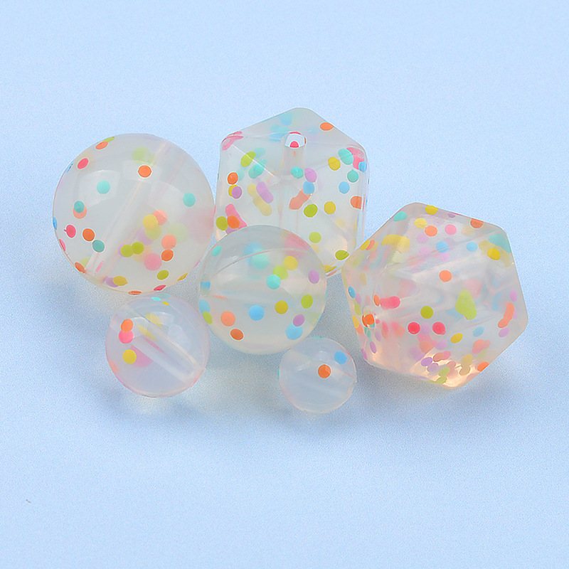 Picture of Transparent Colorful Dot Silicone Beads Jewelry Accessories DIY Handmade Decorative Beads Loose Beads Beading Material Mixed Batch