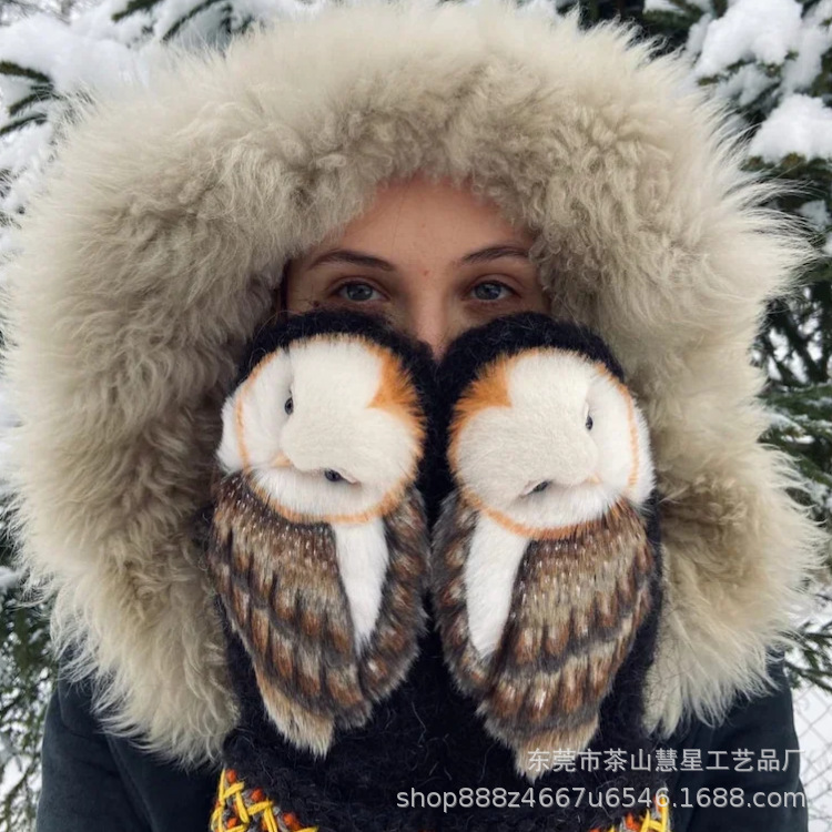 Owl Knitted Gloves Handknittedwoolnordicmittenswithowlsins Style