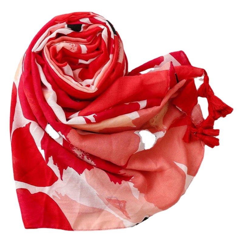 2022 spring and summer scarf women's cross-border foreign trade vintage red cotton linen feel scarf bohemian style long scarf