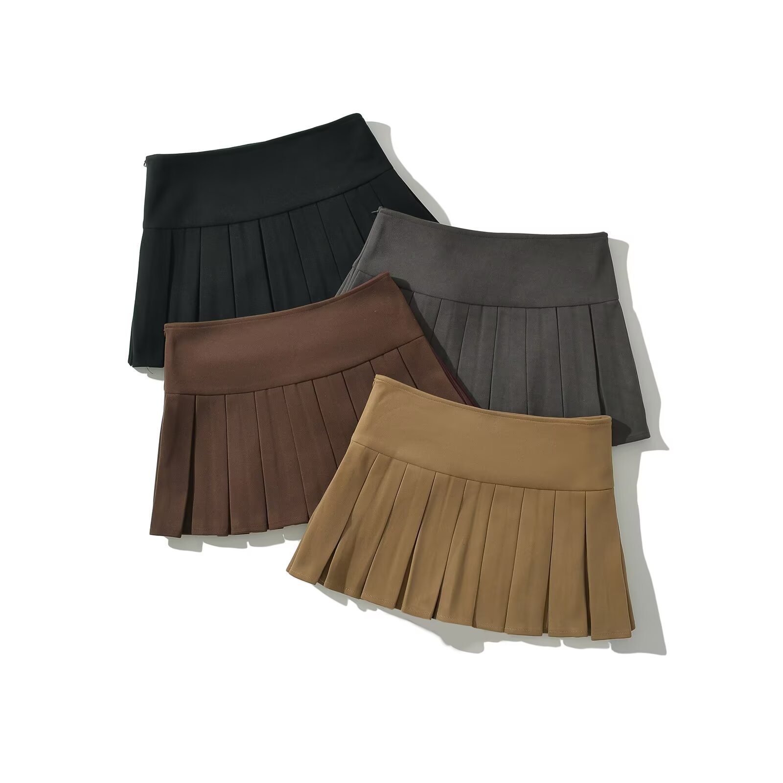 2024 European and American Woolen Mini Half-Length Pleated Skirt Autumn Wide-Waisted Sexy Short Skirt Age-Reducing Culottes