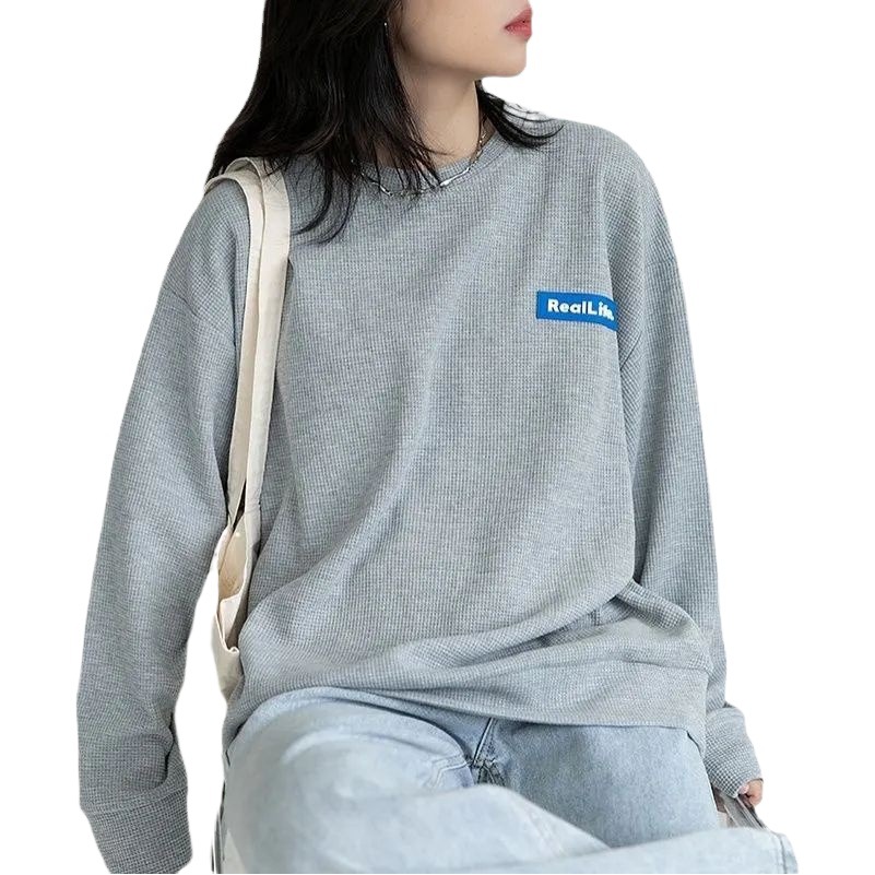 Waffkle Hoodie Women's 2024 Spring and Autumn Thin Loose Korean Style All-match Ins Harajuku Style Fashionable Top for Students
