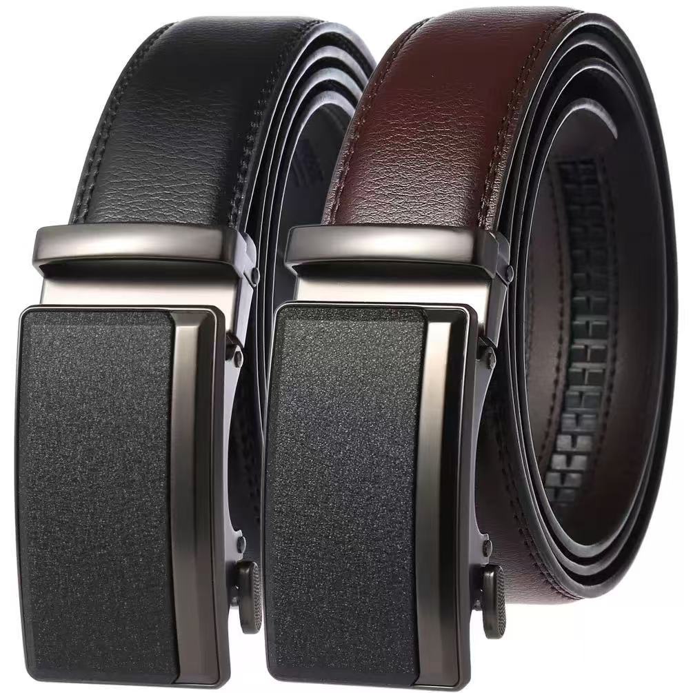2025 New Frosted Automatic Buckle Leather Belt for Men, Genuine Leather High-End Belt, Versatile Trouser Belt, Girdle Ready for Sale