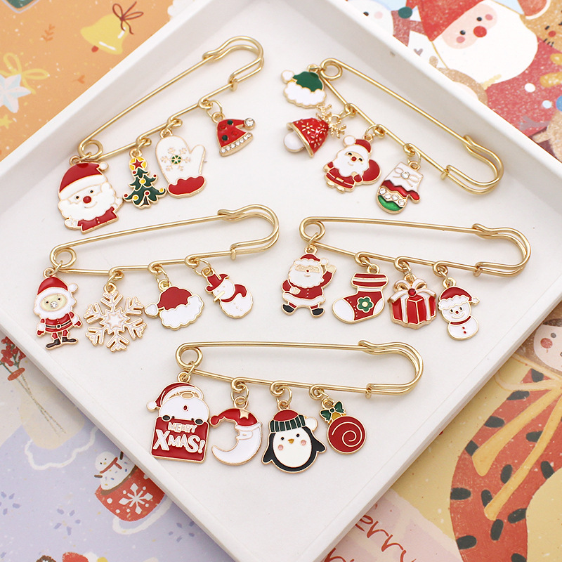 Picture of European and American Christmas Series Metal Brooch Cartoon Santa Claus Badge Clothing Accessories Christmas Gift Badge