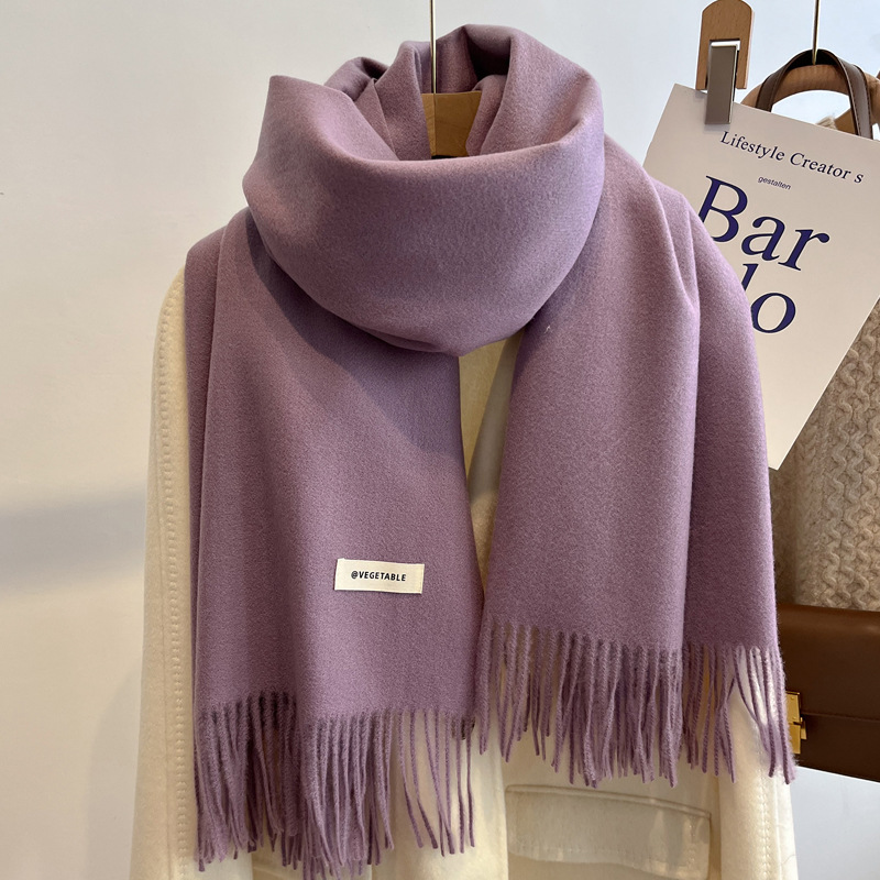 Picture of Blue Imitation Cashmere Scarf for Women 2025 New Winter K-Style Thickeneded Light Blue Scarf Versatile Dual-Use Shawl
