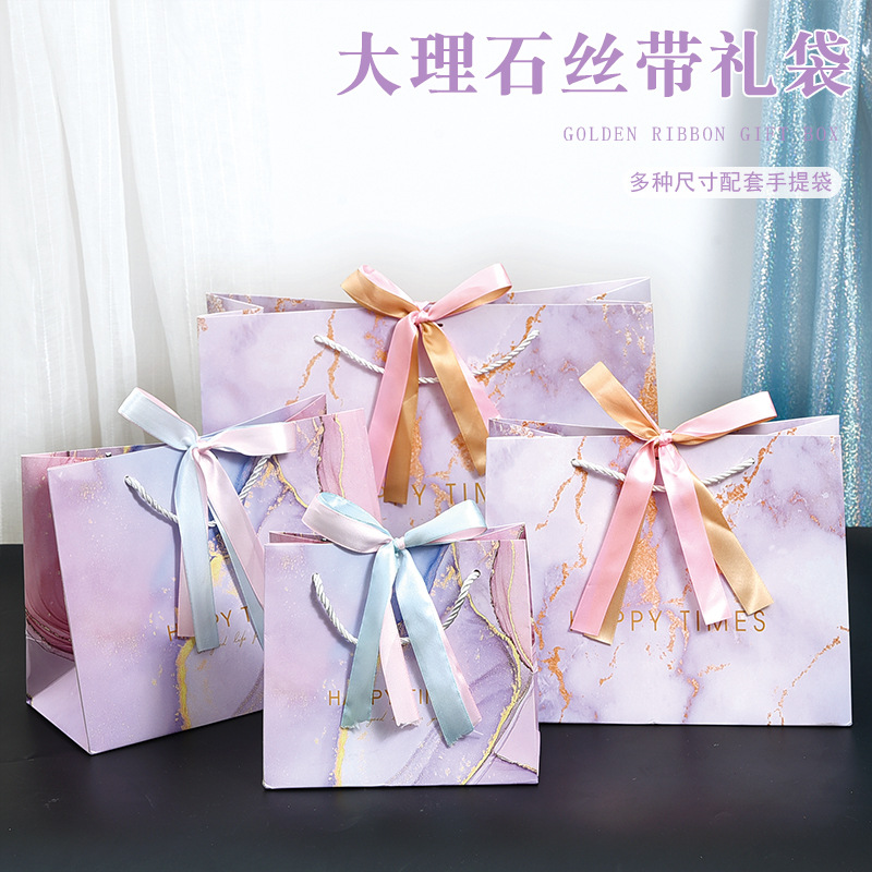 Cross-border Marble Pattern Gift Bag Wedding Gift Bag High-end Sense Clothing Shopping Portable Paper Bag Gift Packaging Bag