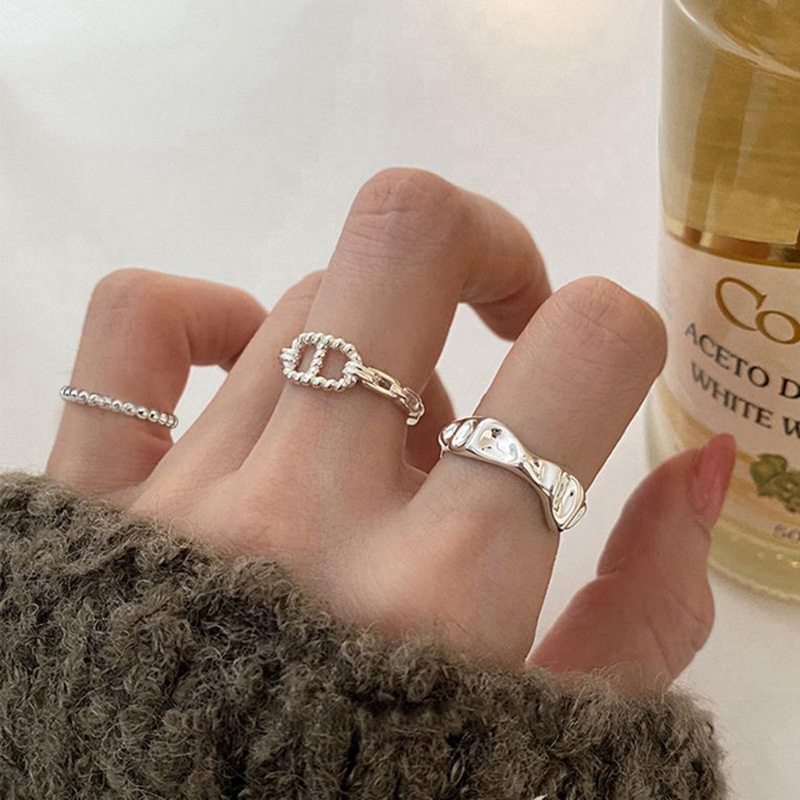 Korean Style Design Sense Pig Nose Textured Ring Women's Light Luxury ins Style Fashionable Personalized Open Adjustable Diet Finger Ring