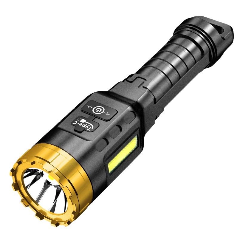 Cross-border flashlight outdoor led multi-function cob side light charging household portable mini flashlight wholesale