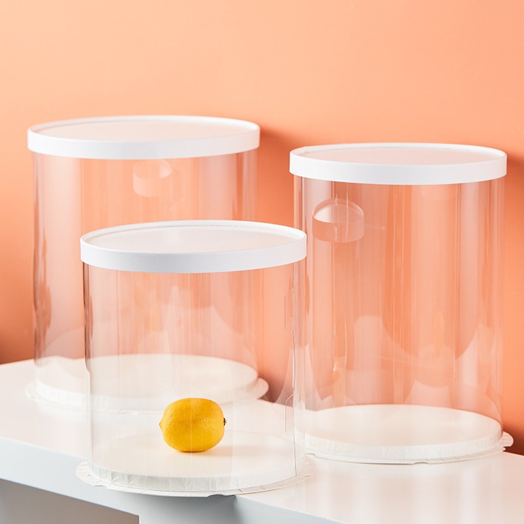 New Transparent Cake Box Three-In-One Multi-Size Baking Packaging 6810inch Round Wholesale Direct Supply Dessert Sweetheart
