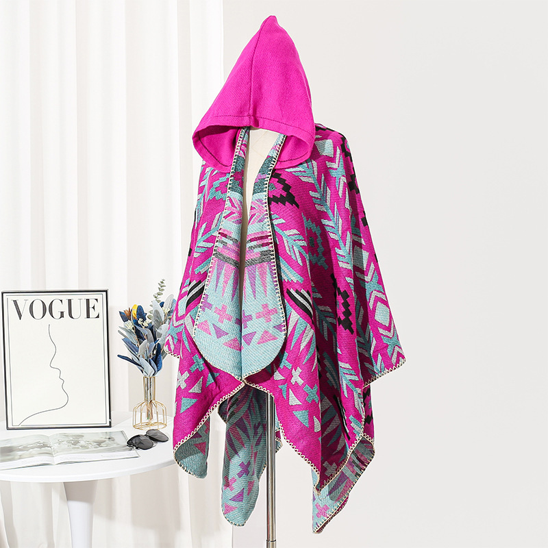 Picture of Ethnic Style Hooded Shawl Women's Yunnan Western Sichuan Travel Wear Costume Xinjiang Desert Photograph Outer Cape Cape