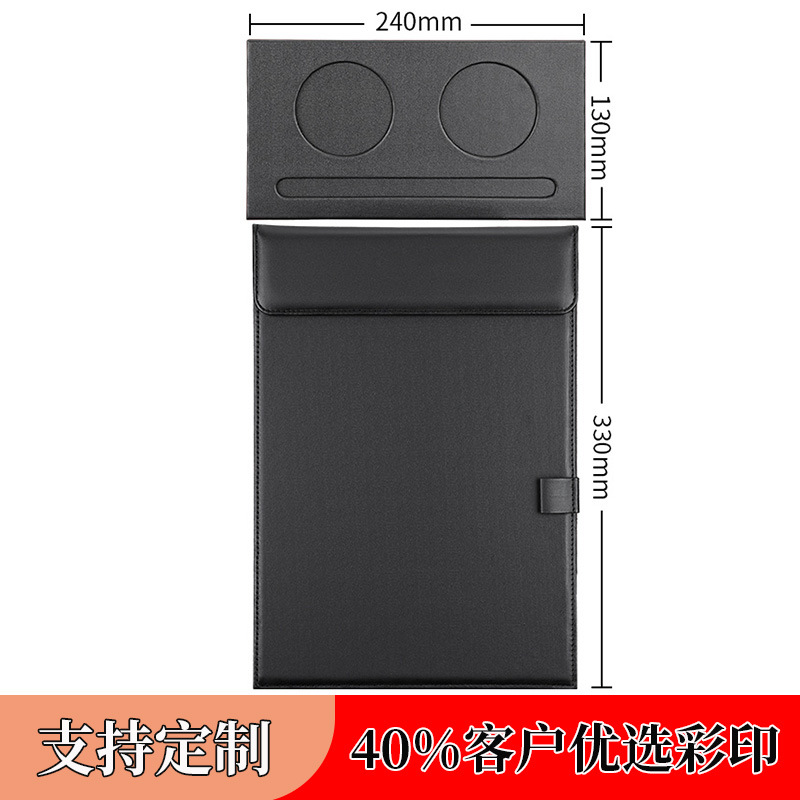 Picture of Leather A4 Conference Pad Board Black File Pad Board Hotel Conference Pad Notes Clip Writing Board Business Office