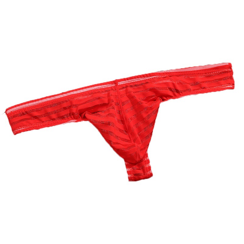 New men's thong T-pants transparent men's hollow low waist sexy thin mesh coquettish temptation pocket underwear